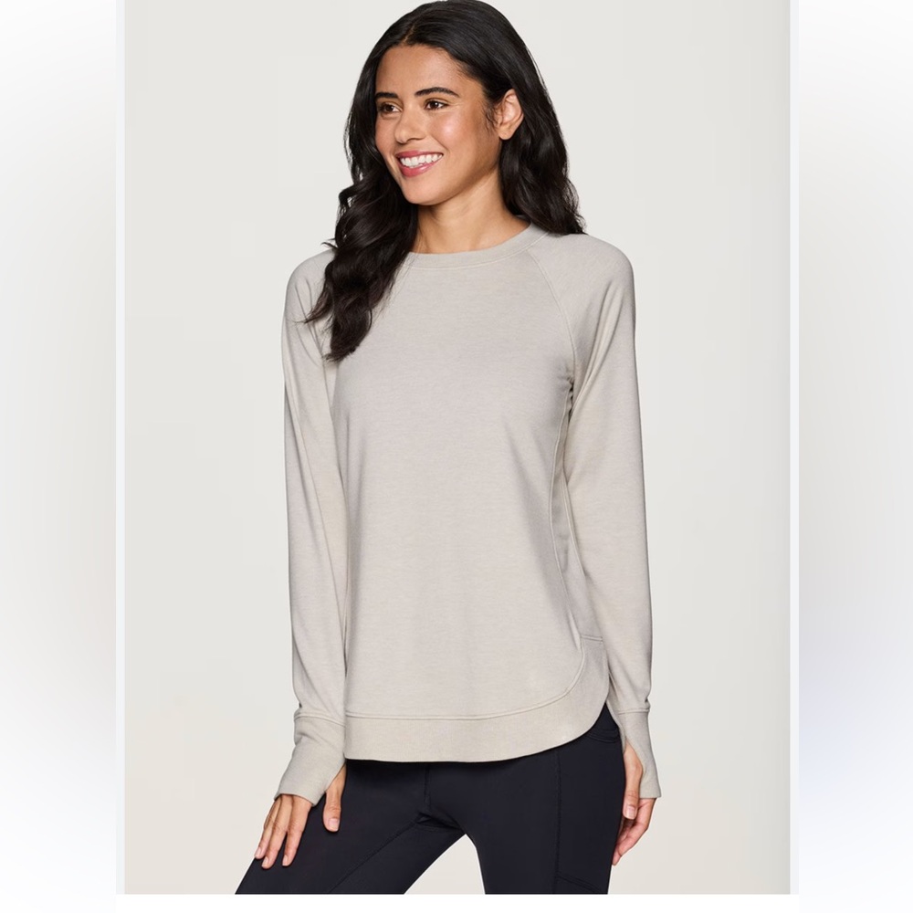 ATHLETA Uptempo Tunic Top 2X Heather Grey Athleisure Quiet Luxury Soft Sport